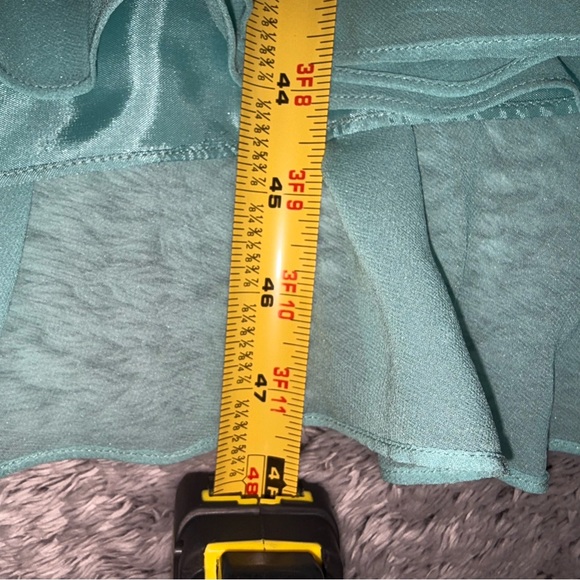 Vintage Maggy London Silk Halter Midi Dress Teal Open Back Party Dress Size 8P - Picture 9 of 11